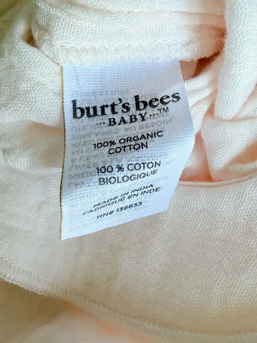 Burt's Bees Baby Pale Pink Peter Pan Collar Romper